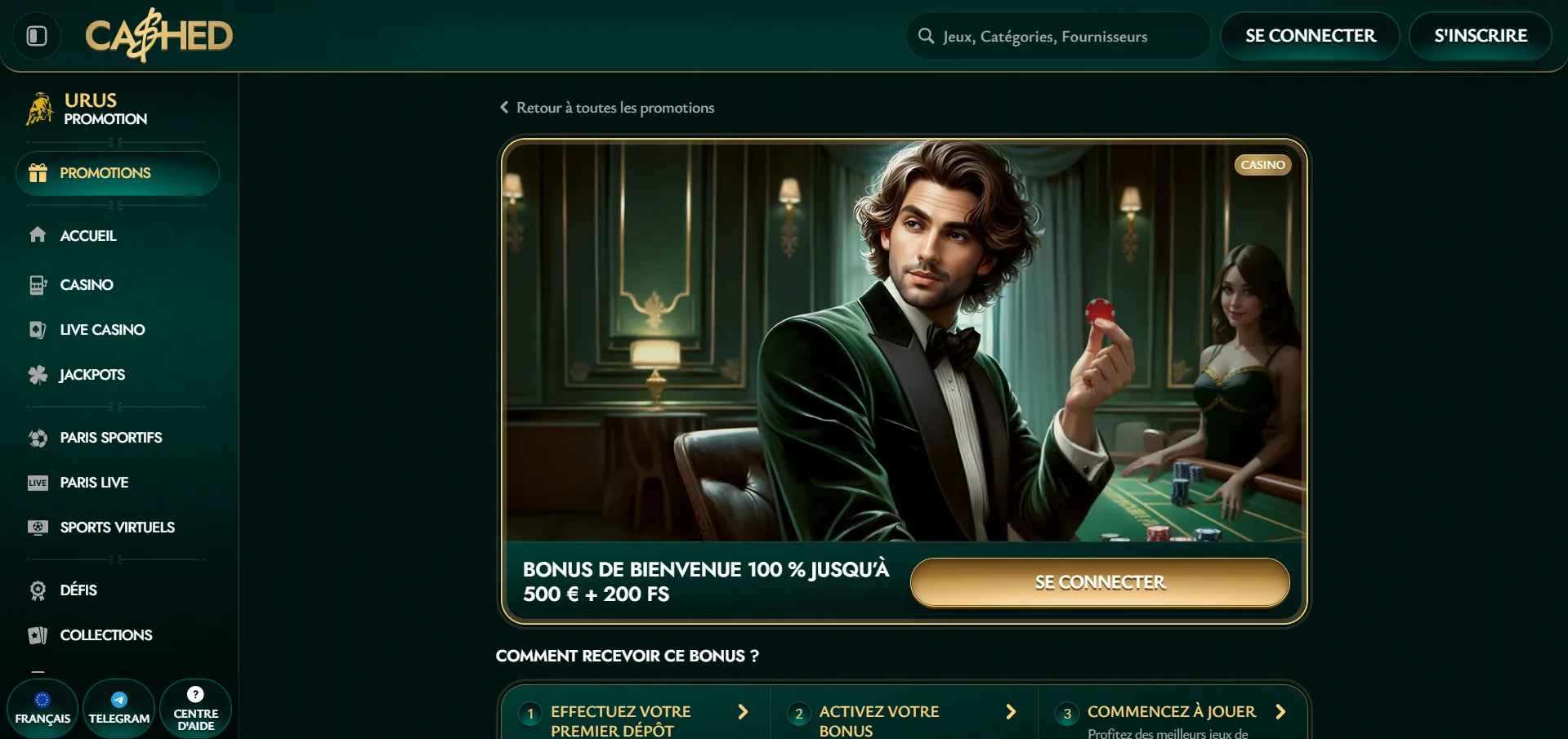 Cashed Casino : bonus de bienvenue
