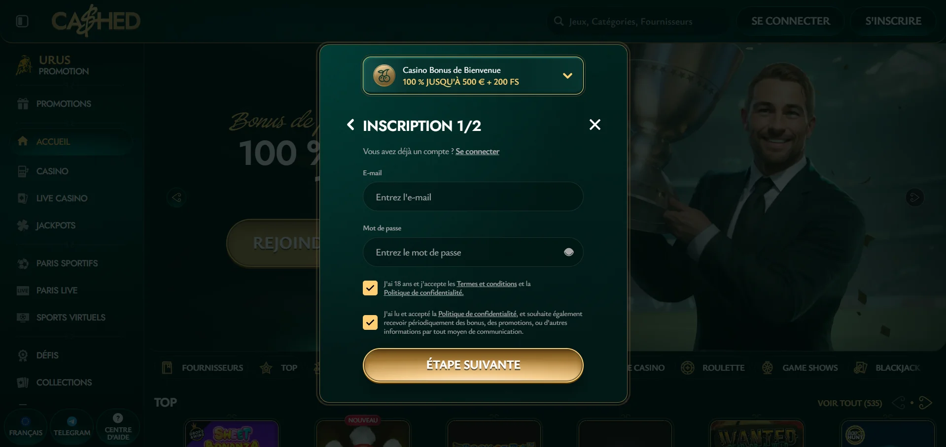 Cashed Casino : comment s'inscrire